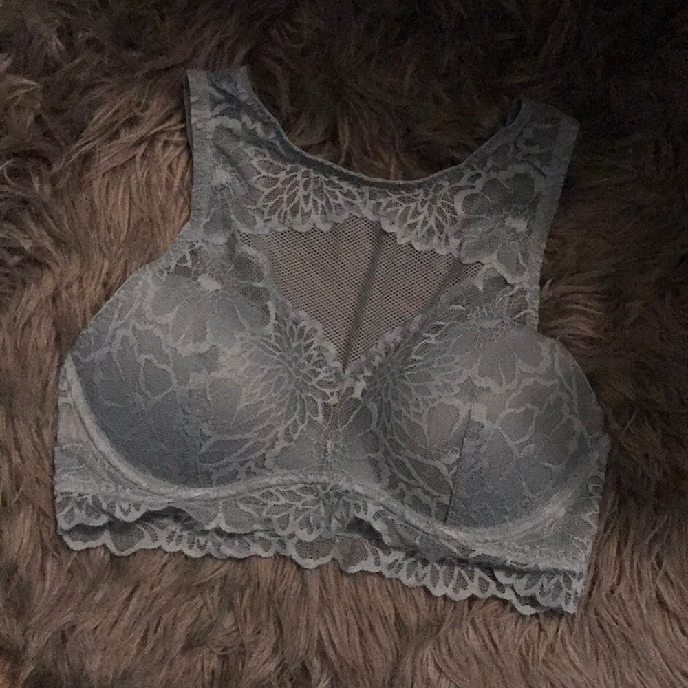 High neck lace bra